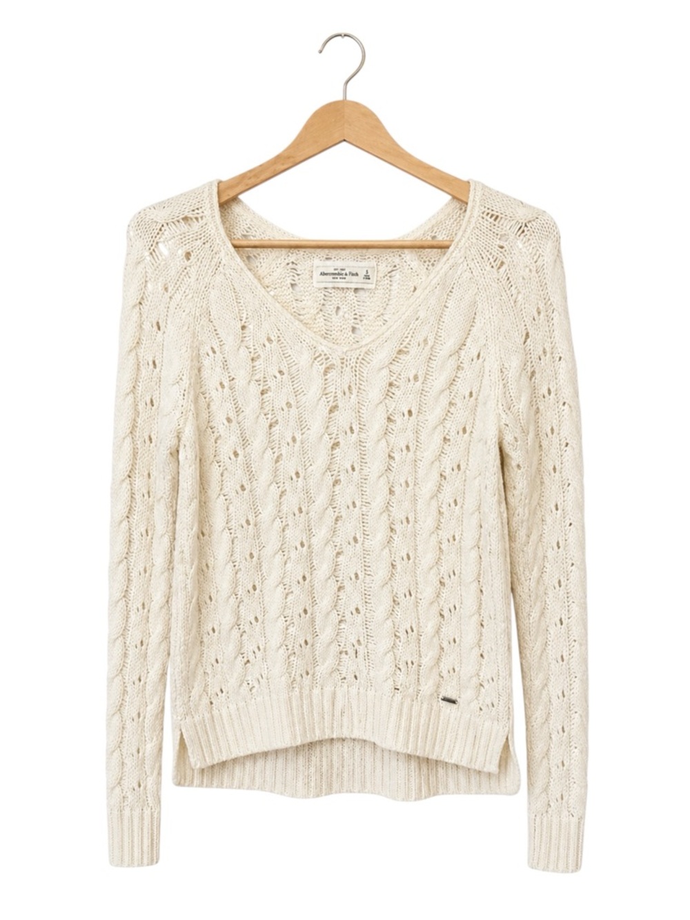 A&F Womens Open Knit Cable Knit‎ Wool Rabbit Hair Blend Sweater Small Preppy